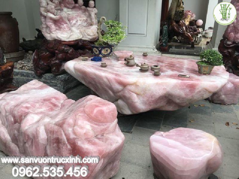 Bộ bàn ghế đá hồng